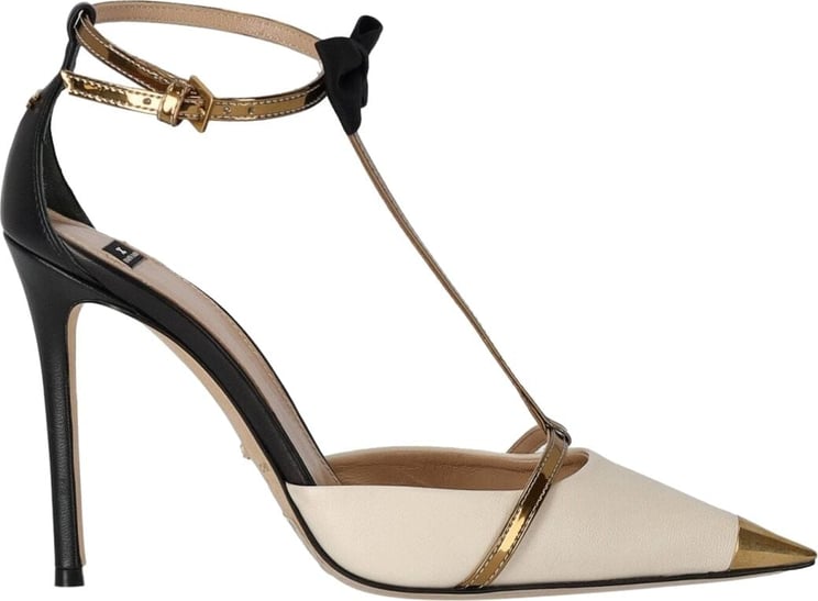 Elisabetta Franchi Black Butter Pump With Bow White Wit