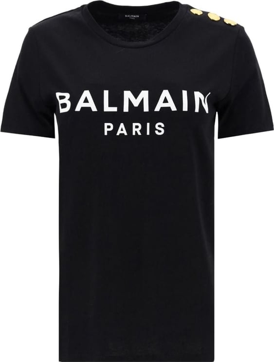 Balmain btn printed balmain tshirt Zwart