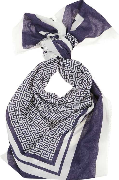 Balmain monogram wool foulard Blauw