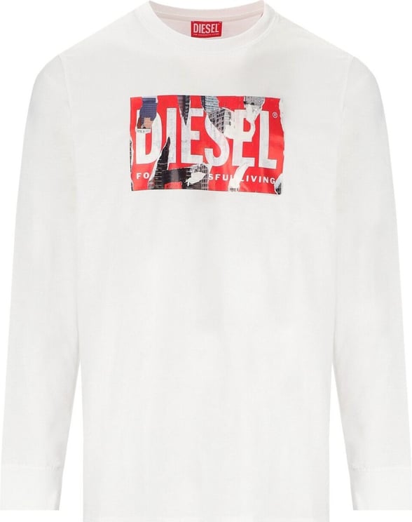 Diesel T-just-ls-l6 White Long Sleeved T-shirt White Wit
