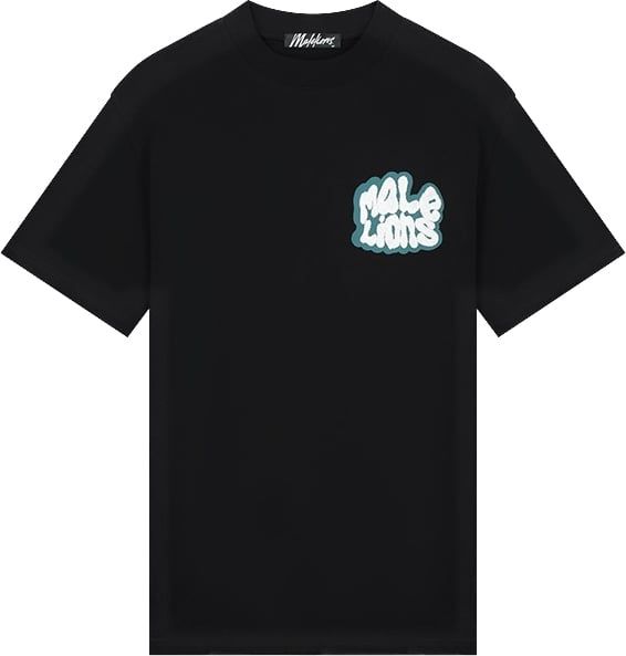 Malelions Sponge T-Shirt - Black/Teal Zwart