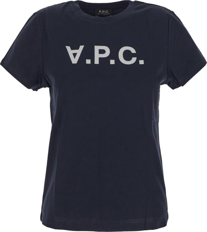 A.P.C. Upside Down Logo T-Shirt Blauw
