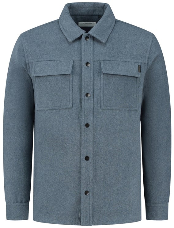 Purewhite Wool look overshirt Blauw