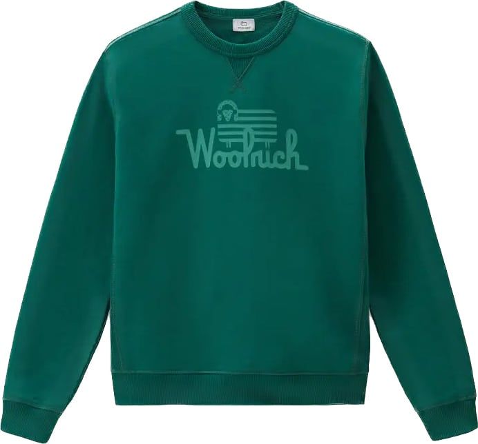 Woolrich Cotton Sweater Spruce Green Groen