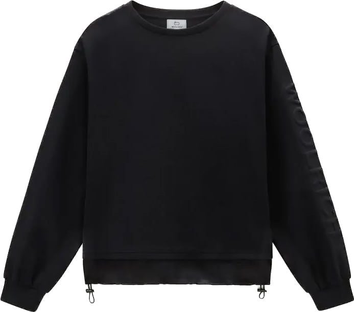 Woolrich Mix Media 3D Logo Sweater Black Zwart