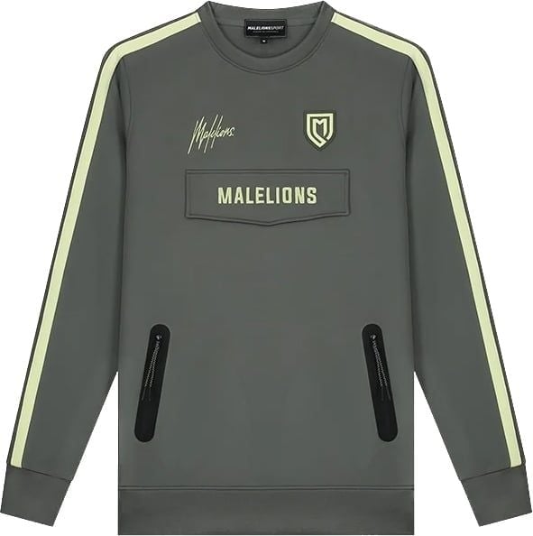 Malelions Sport Academy Sweater - Antra/Lime Grijs