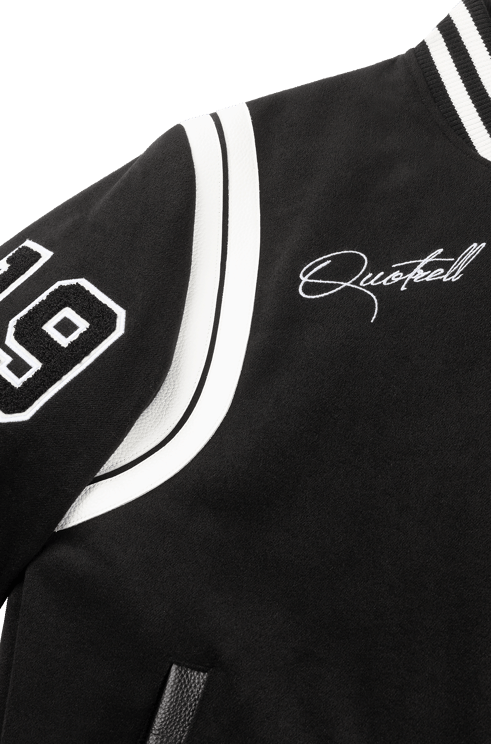 Quotrell University Football Jacket | Black/white Zwart