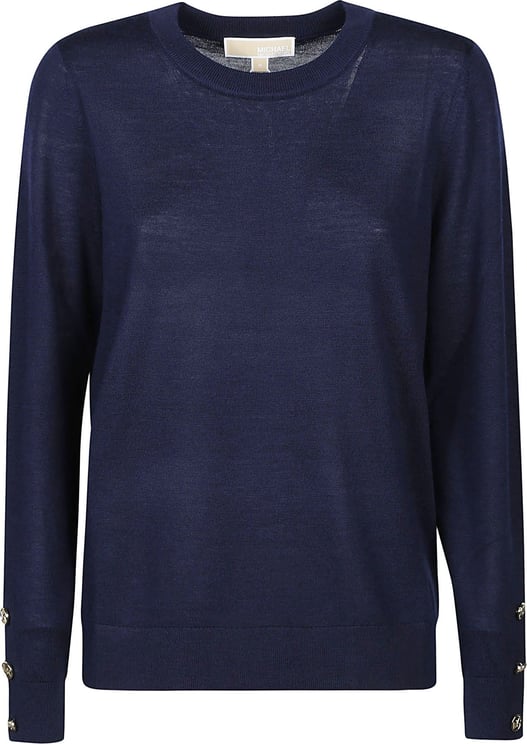 Michael Kors Merino Button Long Sleeve Sweater Blue Blauw