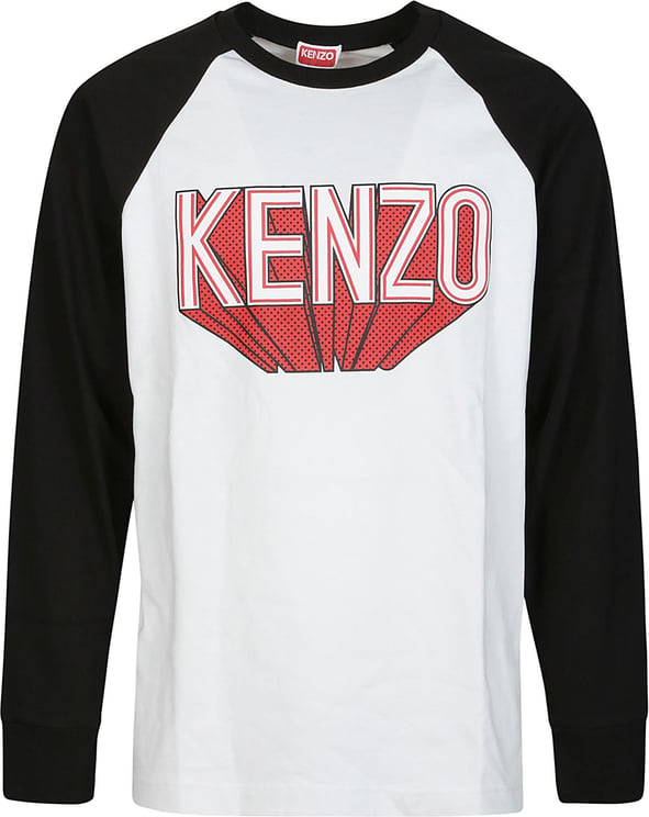 Kenzo 3d Raglan Long Sleeve T-shirt White Wit