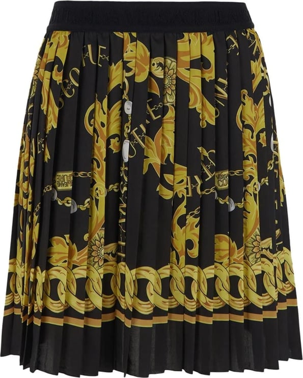Versace Jeans Couture Chain Print Pleated Skirt Zwart