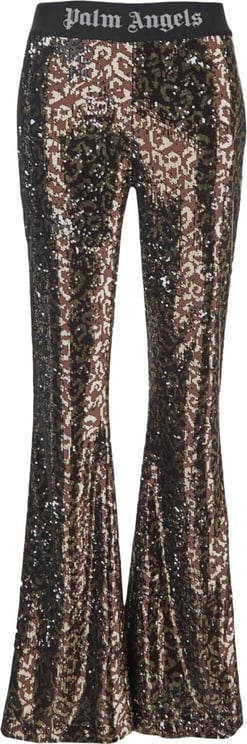 Palm Angels Logo Tape Sequins Flare Trousers Divers