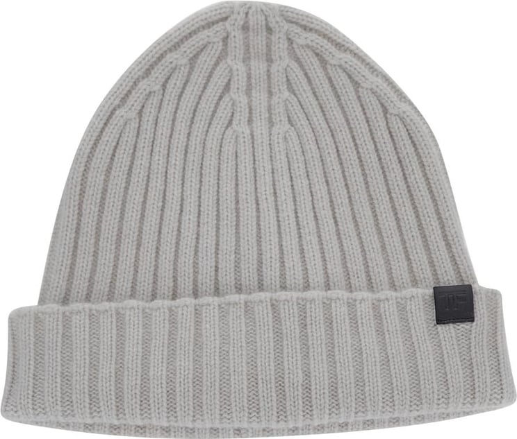 Tom Ford Ribbed Beanie Hat Wit