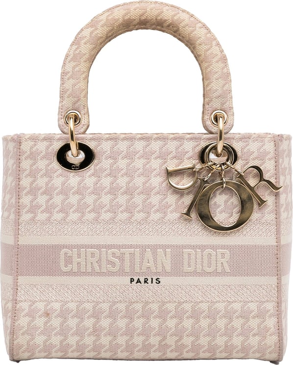 Dior Small Houndstooth Lady D-Lite Roze