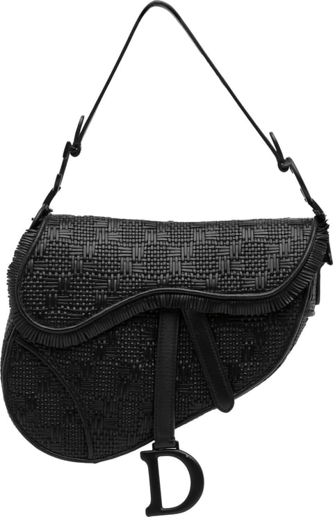 Dior Medium Ultramatte Woven Saddle Bag Zwart