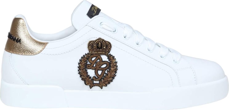 Dolce & Gabbana Dolce & gabbana portofino sneakers in leather with side crown logo Wit