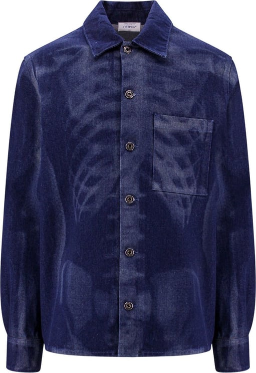 OFF-WHITE Denim over shirt with Body scan print Blauw