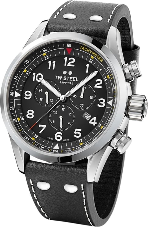 TW Steel Swiss Volante SVS202 chronograaf horloge 48mm Zwart