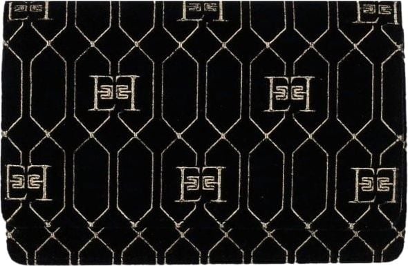 Elisabetta Franchi Black Monogram Crossbody Bag With Charms Black Zwart