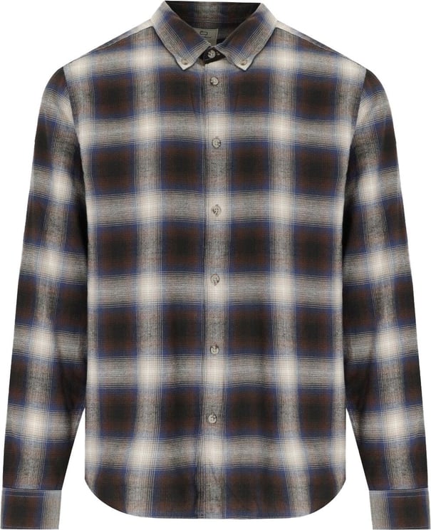 Woolrich Madras Check Brown And Blue Shirt Brown Bruin