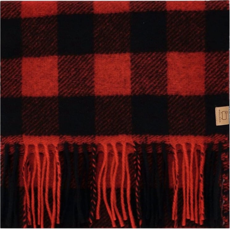 Woolrich Buffalo Check Red And Black Scarf Red Rood