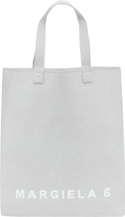 Maison Margiela Mm6 Logo Print Tote Bag Zilver