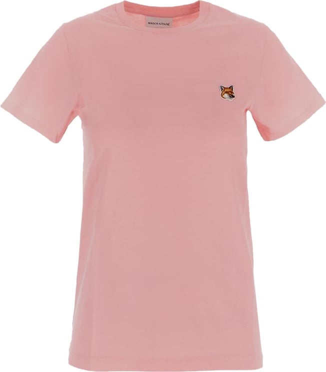 Maison Kitsuné Fox Logo Patch T-Shirt Roze