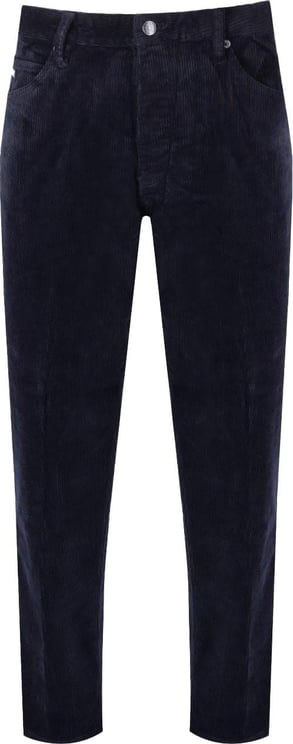 Emporio Armani J69 Navy Blue Ribbed Trousers Blue Blauw