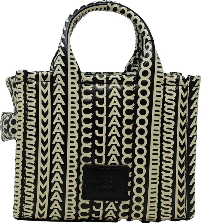Marc Jacobs MARC JACOBS H052L03FA22 005 BLACK AND WHITE LEATHER THE MICRO TOTE Zwart