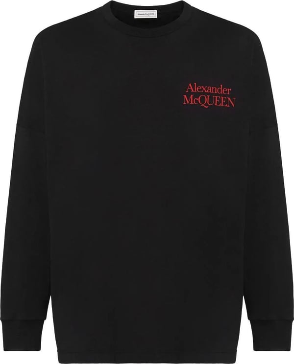 Alexander McQueen logo-print long-sleeved T-shirt Zwart