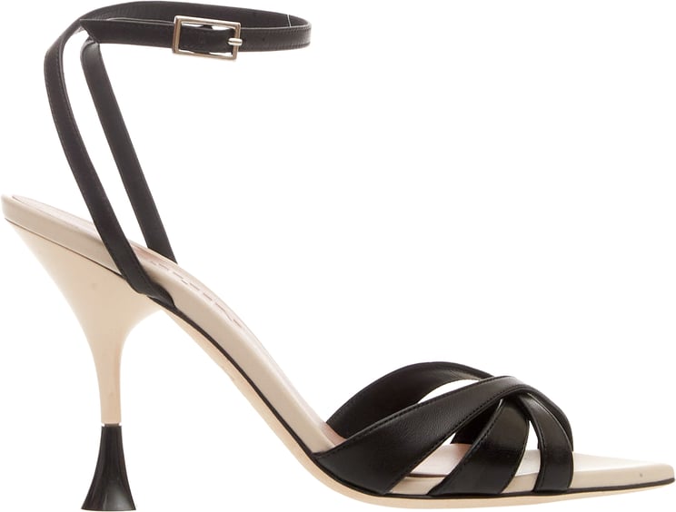 3JUIN Sandalo Tacco 100 Mm Biege E Nero