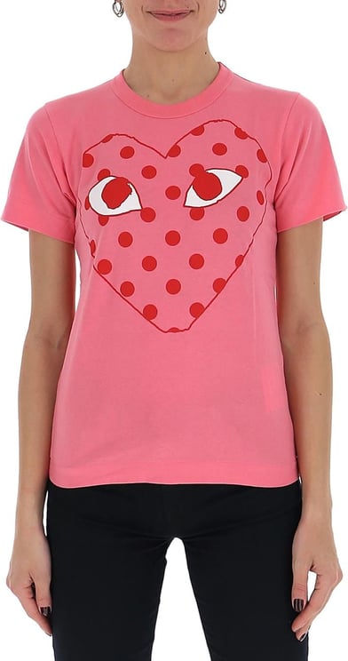 Comme des Garçons polk-dot heat print T-shirt Roze