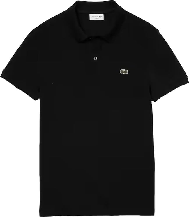Lacoste Lacoste slim fit polo shirt in plain petit piqué Zwart