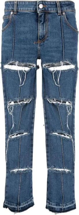 Alexander McQueen distressed cropped jeans Blauw