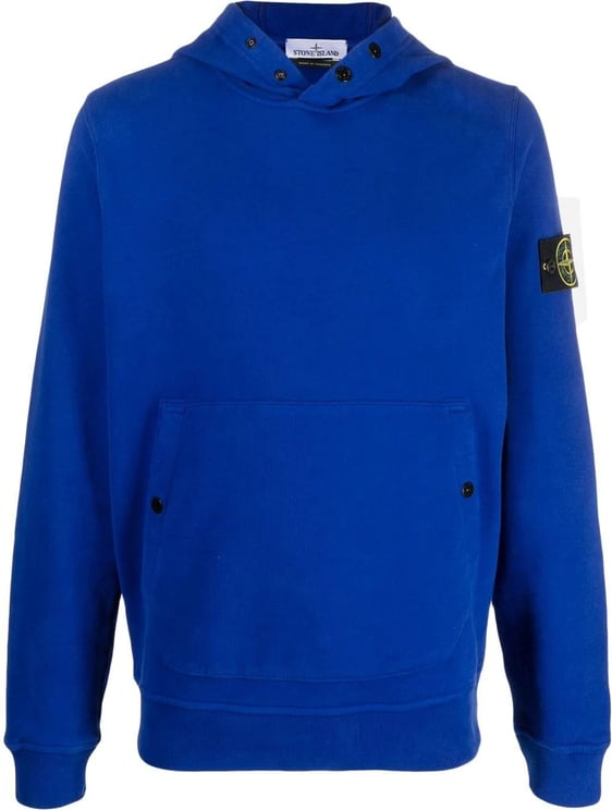 Stone Island Compass-logo cotton hoodie Blauw