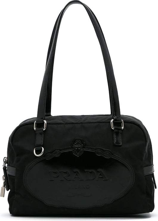 Prada Canapa Logo Tessuto Shoulder Bag Zwart