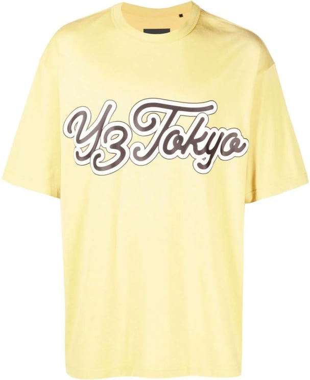 Y-3 logo-print cotton T-shirt Geel