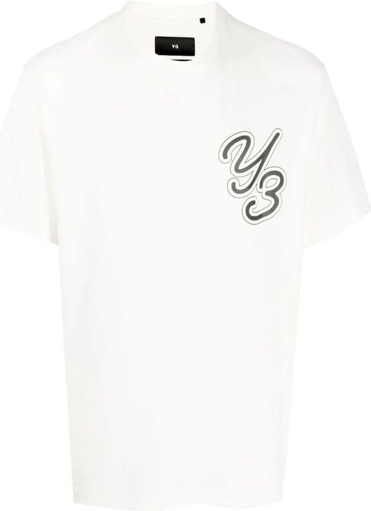 Y-3 logo-print cotton T-shirt Wit