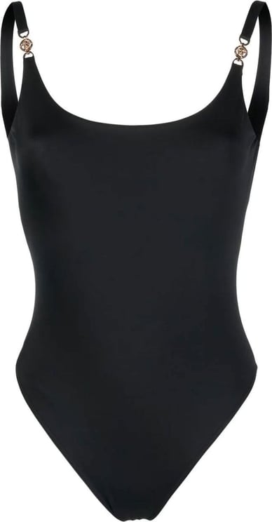 Versace Greca-detail scoop swimsuit Zwart