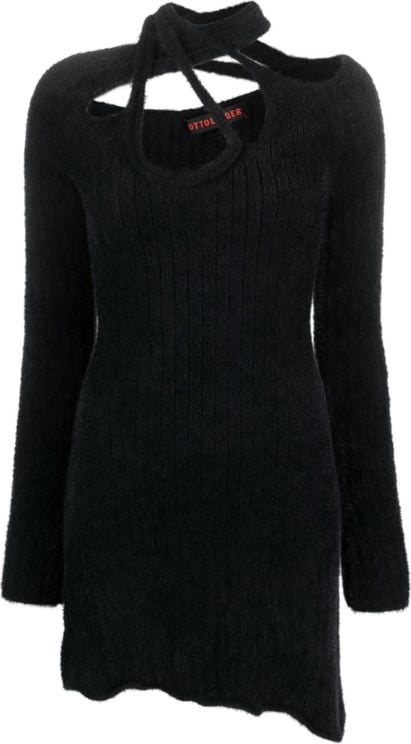 Ottolinger Knit Crossover Mini Dress Black Zwart