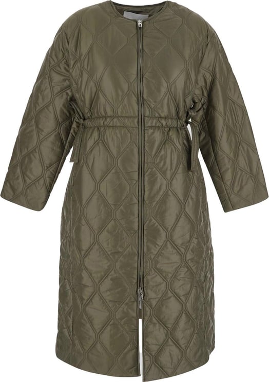 Ganni Quilted Shell Coat Groen