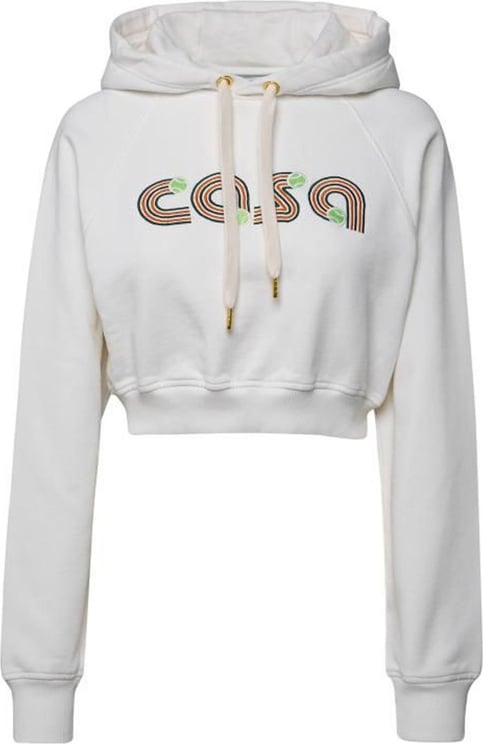 Casablanca Casablanca Cropped Logo Hoodie Sweatshirt Wit