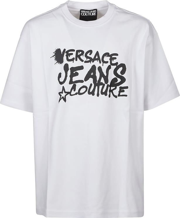 Versace Jeans Couture Logo Dripping T-shirt White Wit
