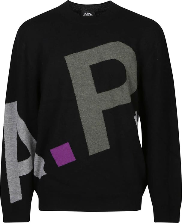 A.P.C. Logo All Over Sweater Black Zwart
