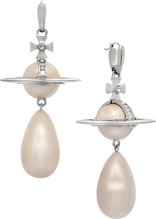 Vivienne Westwood Giant Pearl Drop Earrings Platinum Zilver