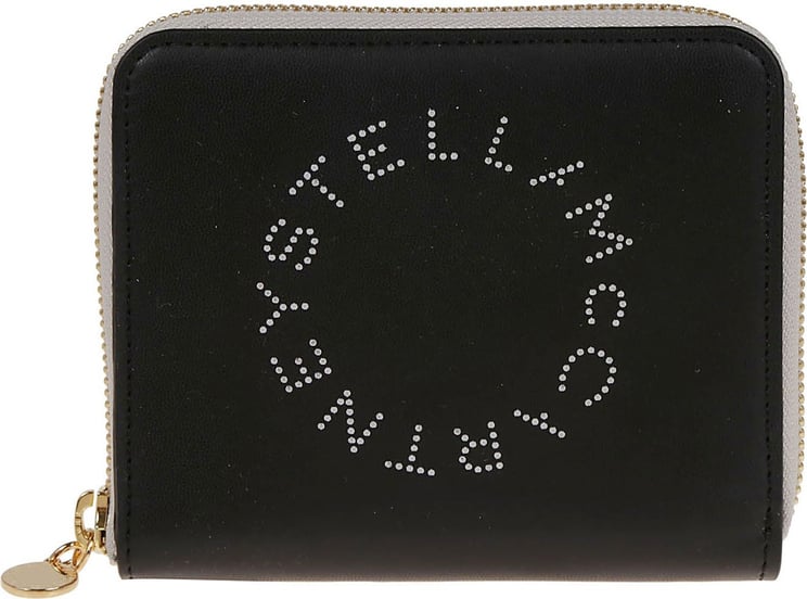 Stella McCartney zip around mini wallet bicolor Zwart