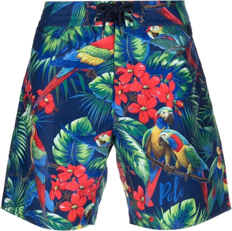 Ralph Lauren Palm Island Parrot Print Swim Shorts Divers