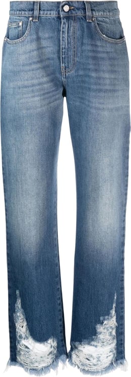 Stella McCartney logo-patch straight-leg jeans Blauw