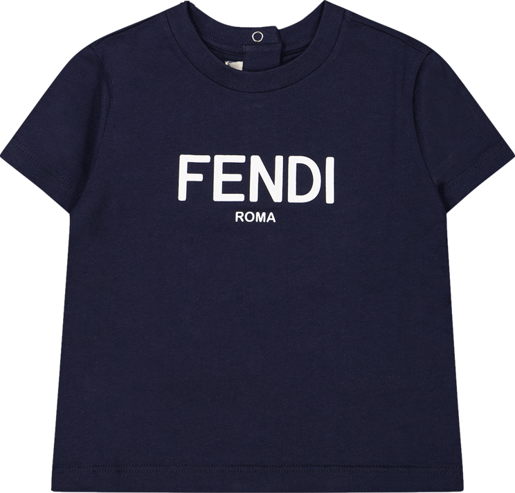 Fendi Fendi Baby Unisex T-Shirt Navy Blauw
