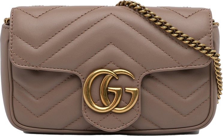 Gucci Super Mini GG Marmont Matelasse Crossbody bag Bruin