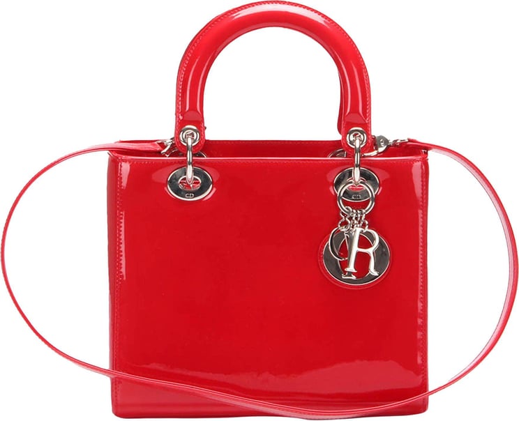 Dior Lady Dior Patent Leather Satchel Rood
